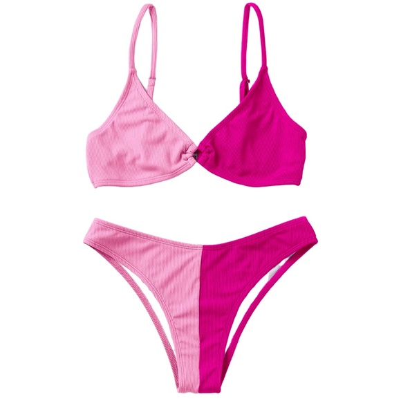 Other - NWT Bikini | Dual Tone Pink 2 Piece Bikini Swimsuit Size L